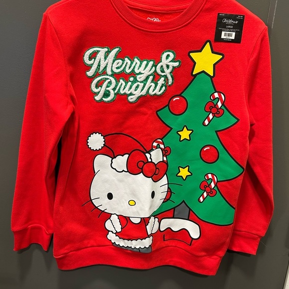 Hello Kitty Red Merry & Bright Sweatshirt adult large Christmasy - Picture 1 of 7